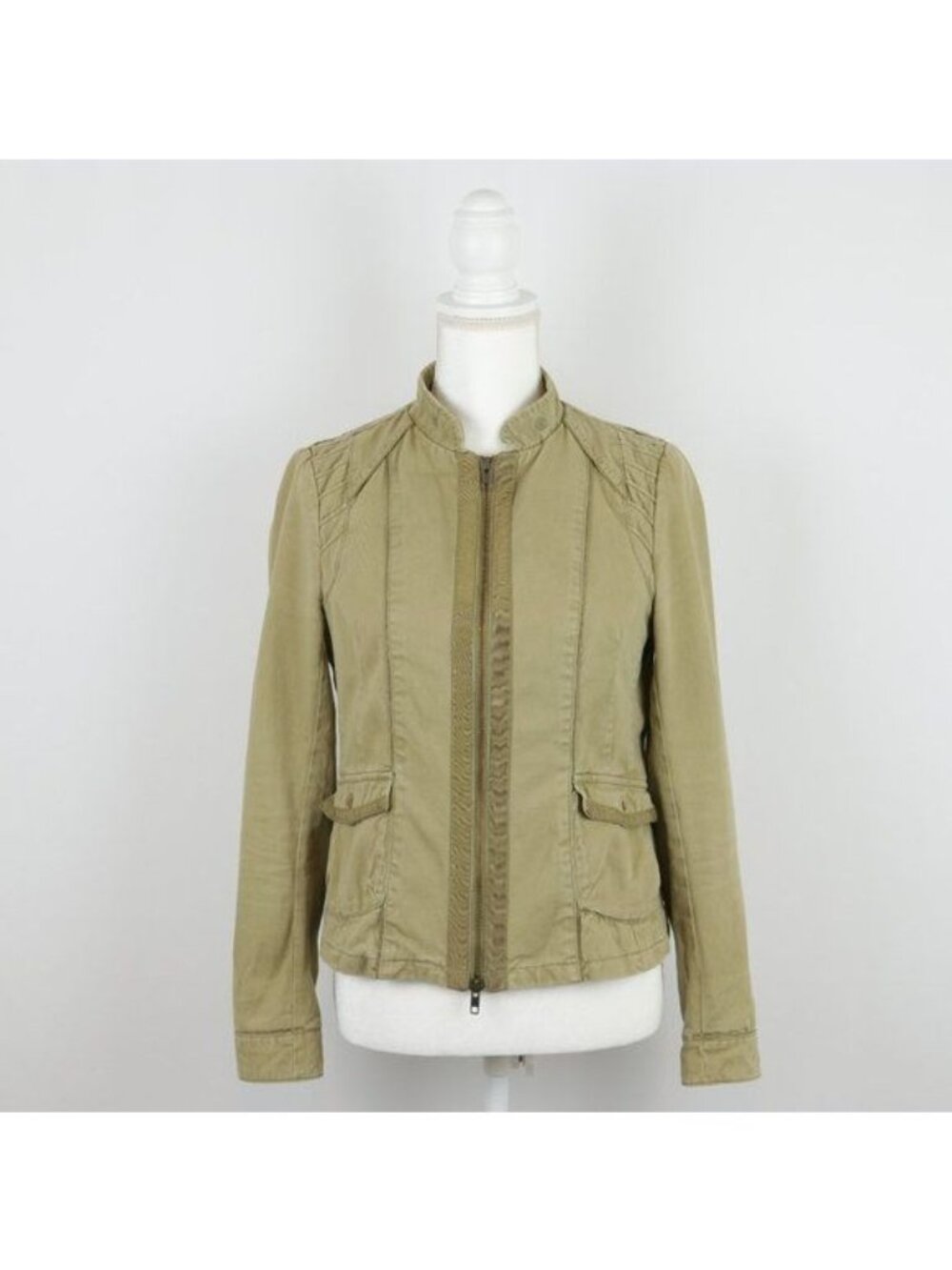 Hei Hei Anthropologie Women's Small Tan Cotton Woven Full Zip Casual Jacket